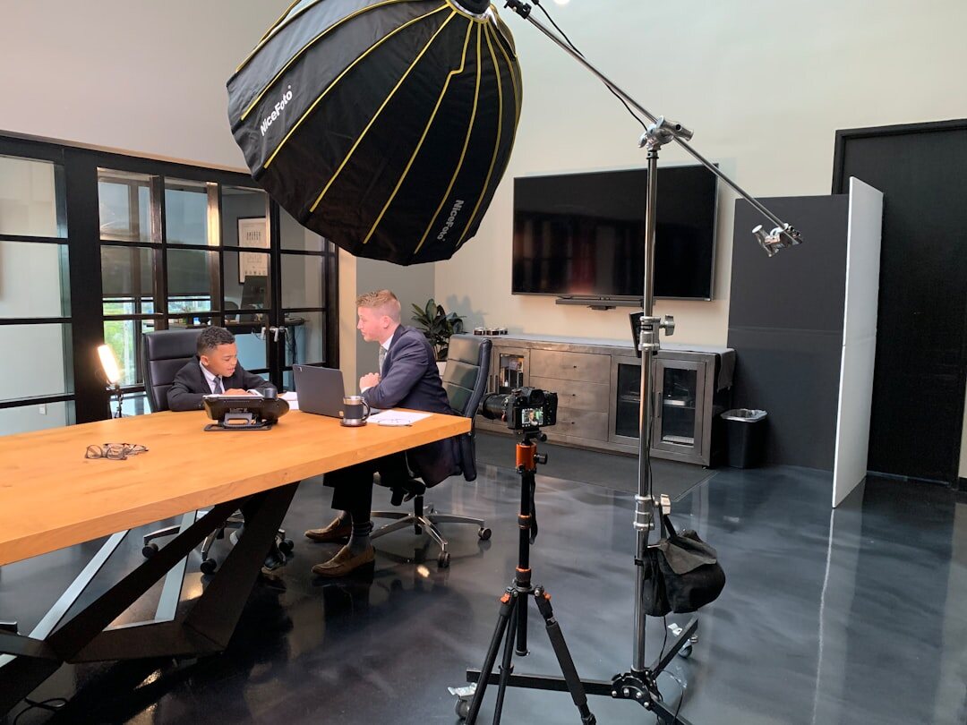 Large broadcast studio with full production setup