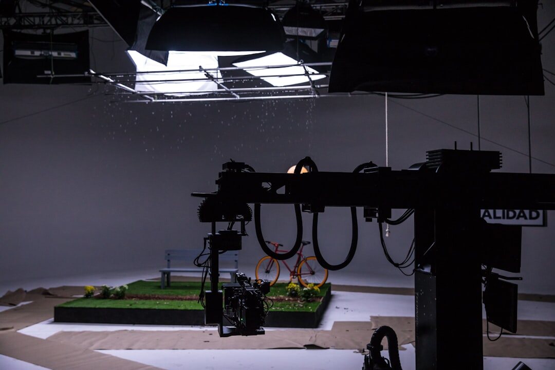 Studio lighting equipment setup with LED panels