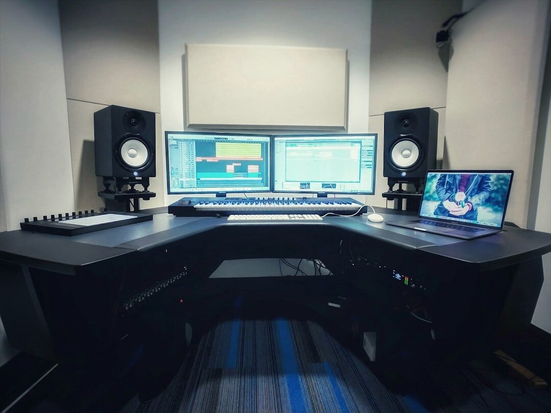 Professional audio mixing and sound setup in studio